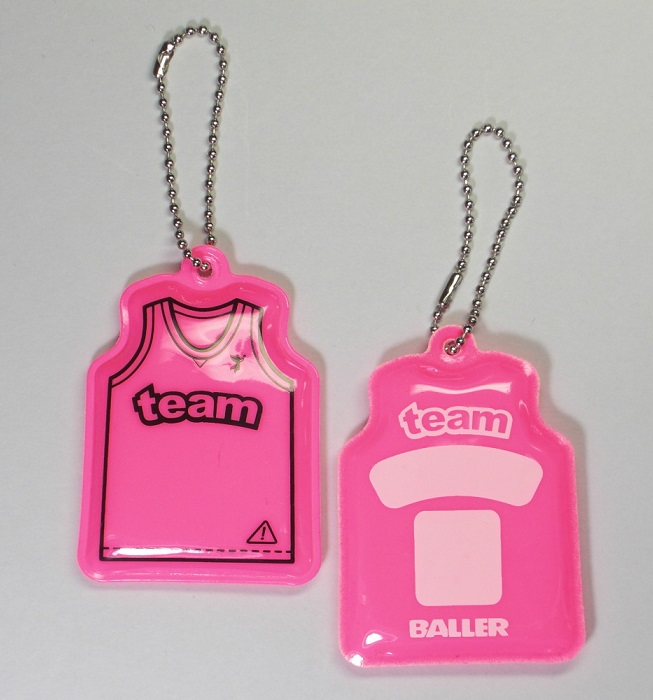 baller reflector key chain bb jersey pink